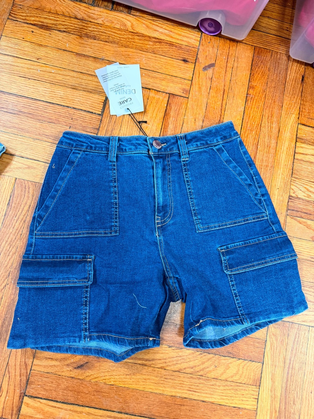 Women’s Blue Denim Cargo Shorts